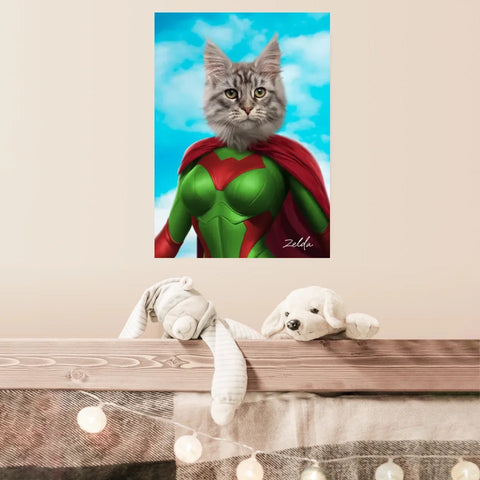 Tableau Animaux Portrait Personnalisé Super Héros Chat Chartreux