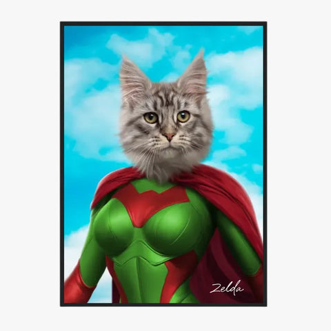 Tableau Animaux Portrait Personnalisé Super Héros Chat Chartreux