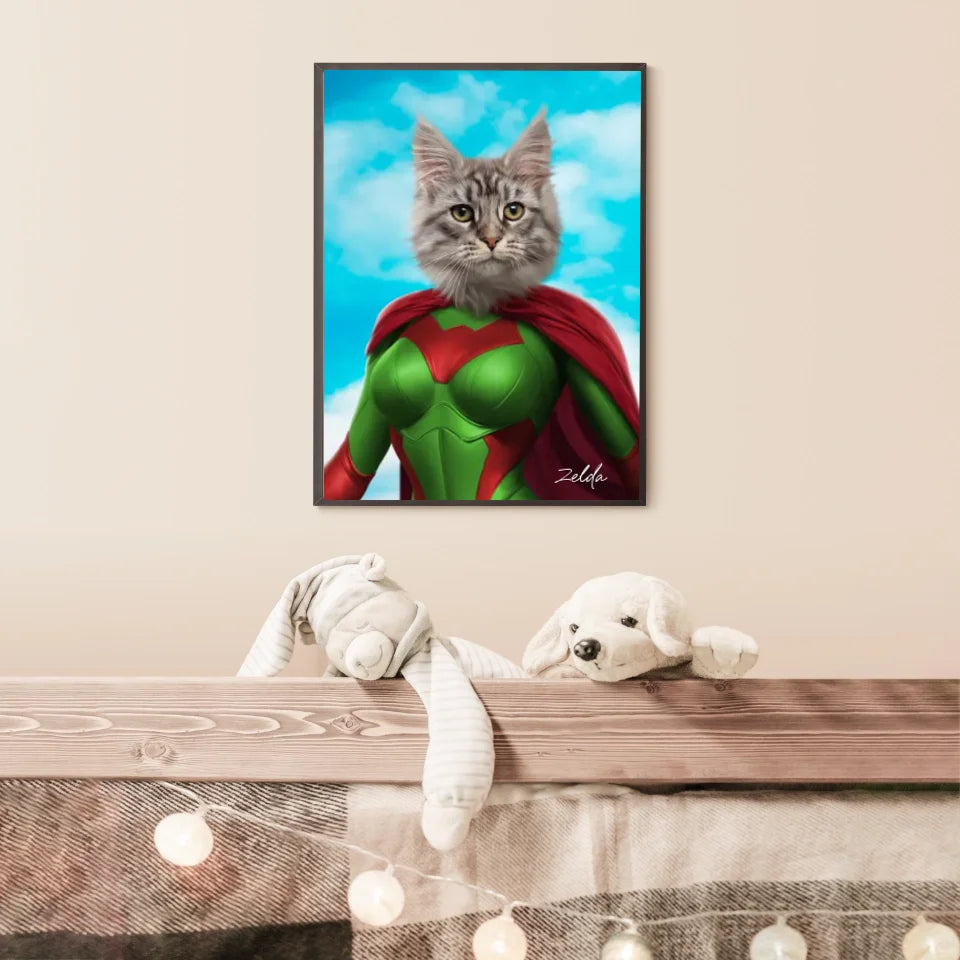 Tableau Animaux Portrait Personnalisé Super Héros Chat Chartreux