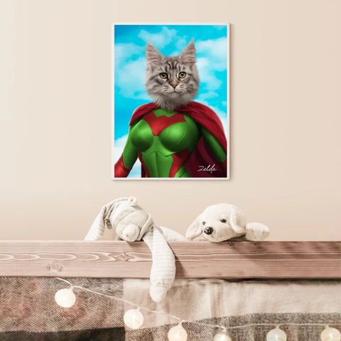Tableau Animaux Portrait Personnalisé Super Héros Chat Chartreux