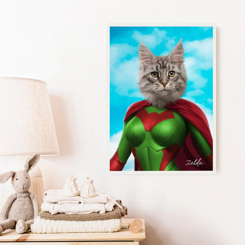 Tableau Animaux Portrait Personnalisé Super Héros Chat Chartreux