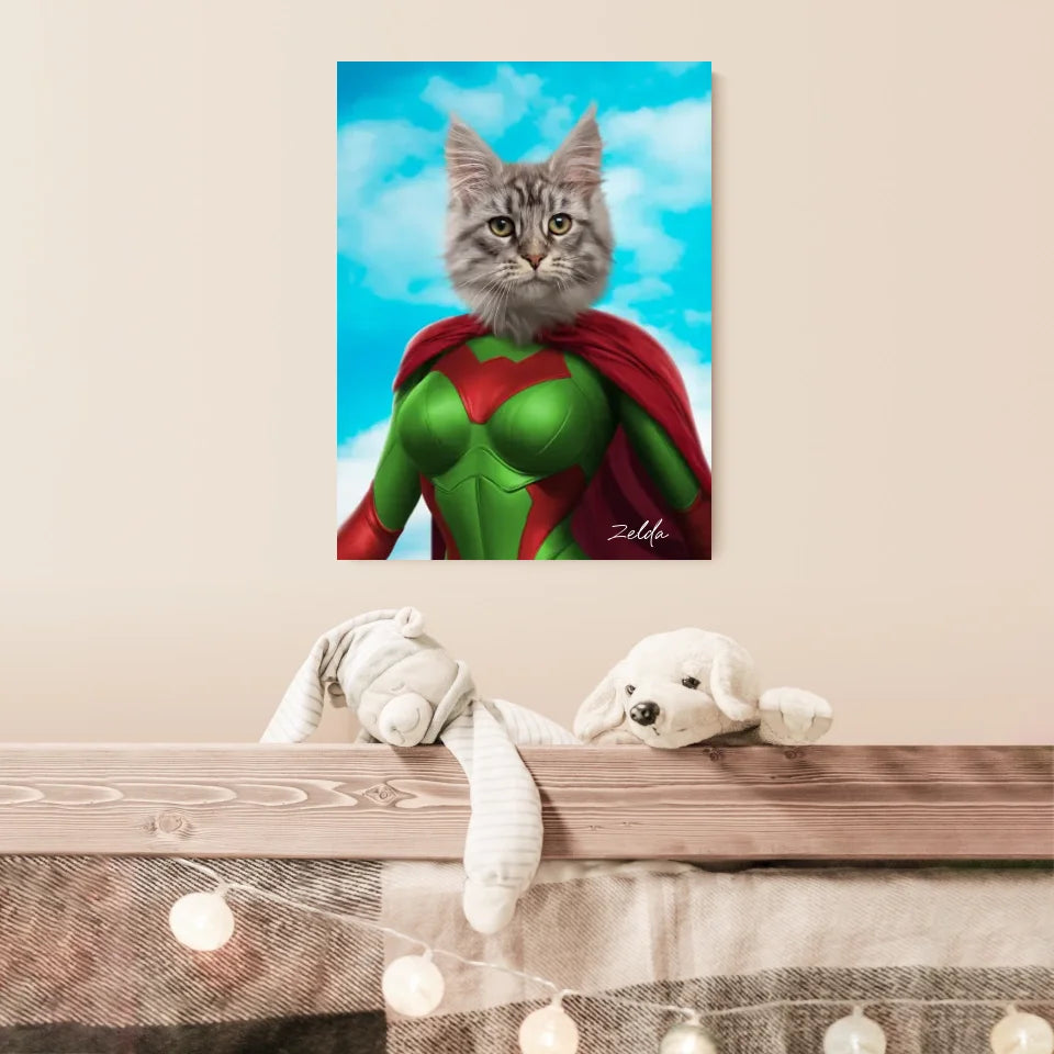 Tableau Animaux Portrait Personnalisé Super Héros Chat Chartreux