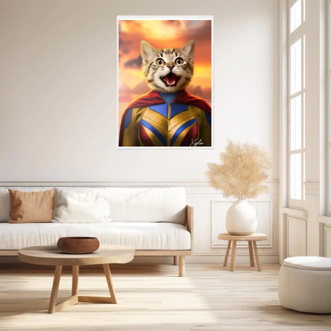 Tableau Animaux Portrait Personnalisé Super Héros Chat