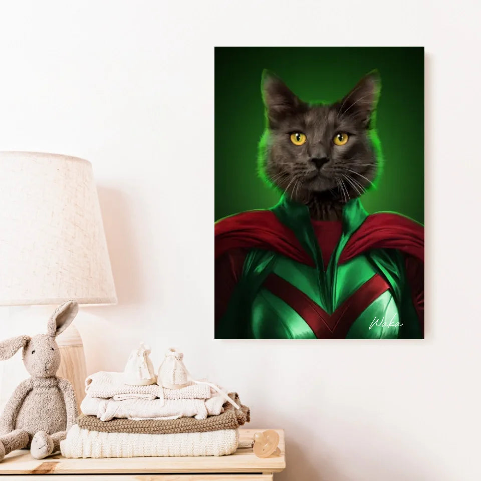 Tableau Animaux Portrait Personnalisé Super Héros Chat Noir