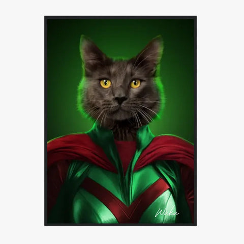 Tableau Animaux Portrait Personnalisé Super Héros Chat Noir