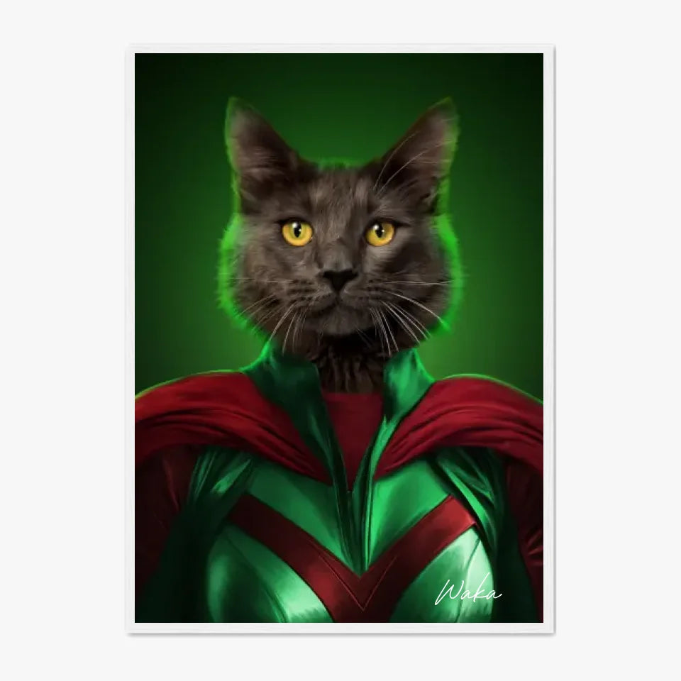 Tableau Animaux Portrait Personnalisé Super Héros Chat Noir