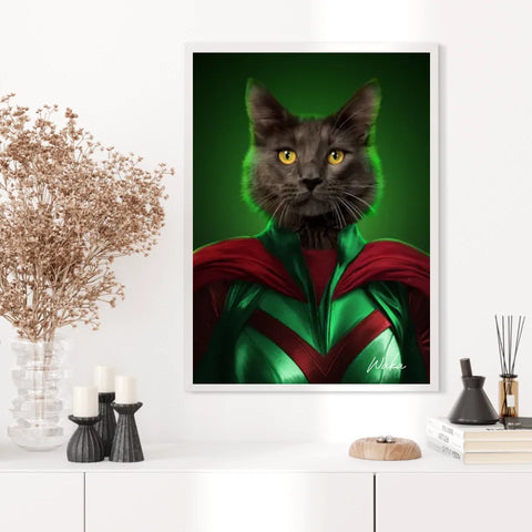 Tableau Animaux Portrait Personnalisé Super Héros Chat Noir