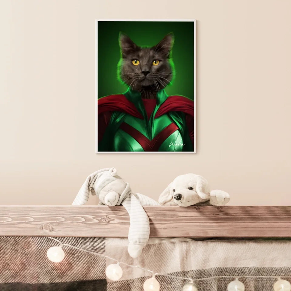 Tableau Animaux Portrait Personnalisé Super Héros Chat Noir