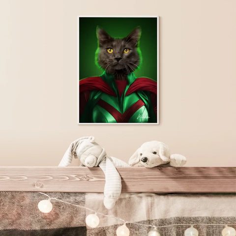 Tableau Animaux Portrait Personnalisé Super Héros Chat Noir