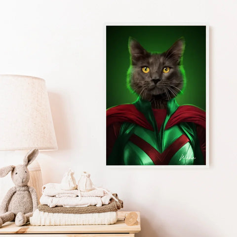 Tableau Animaux Portrait Personnalisé Super Héros Chat Noir