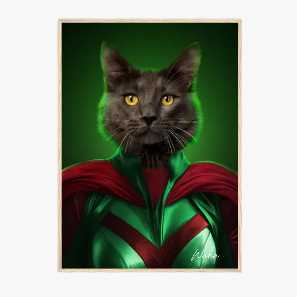 Tableau Animaux Portrait Personnalisé Super Héros Chat Noir