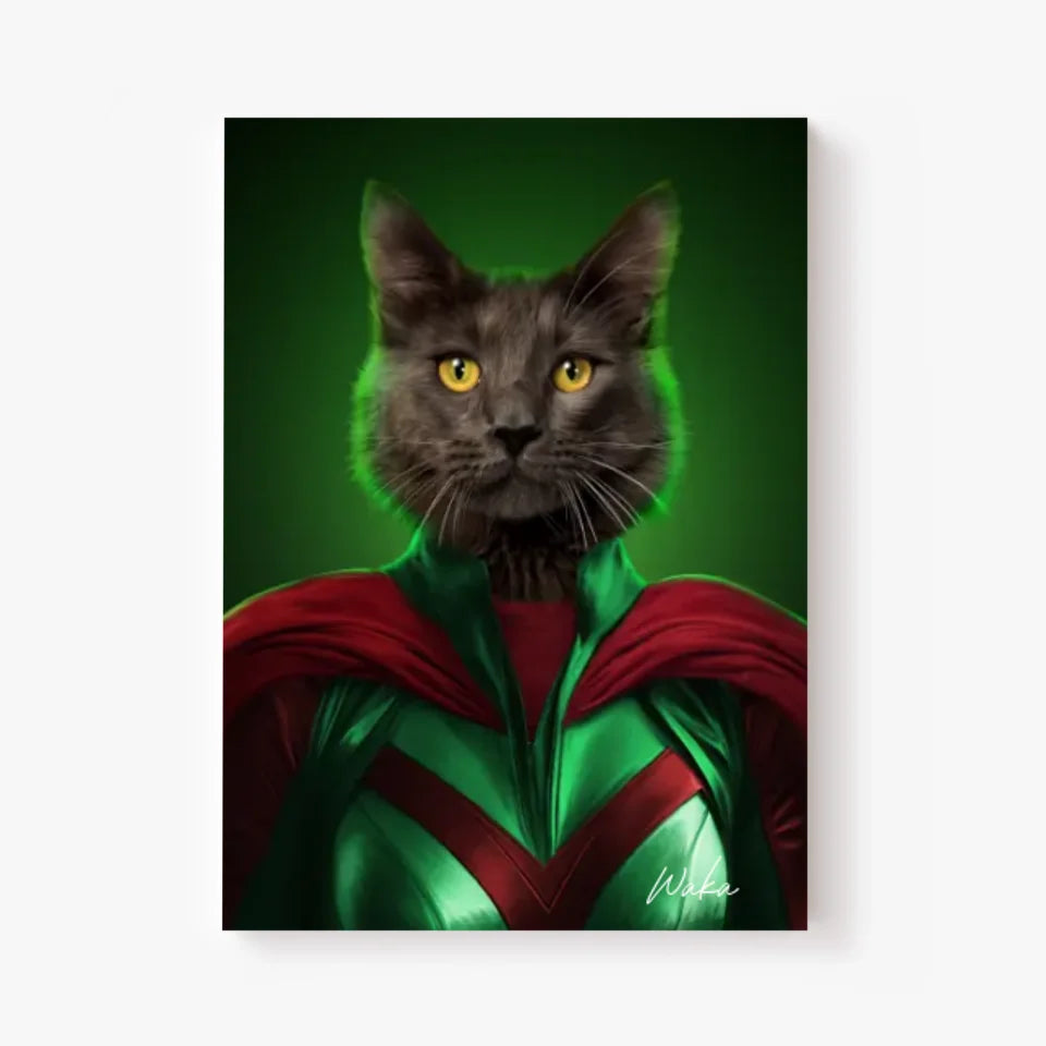 Tableau Animaux Portrait Personnalisé Super Héros Chat Noir