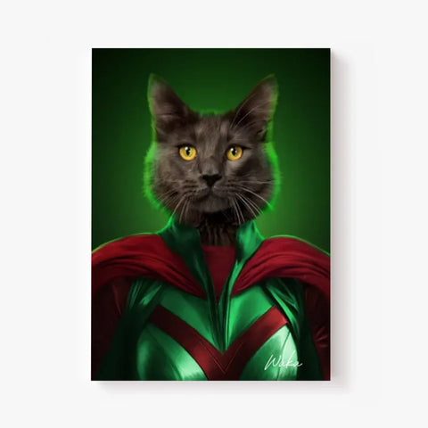 Tableau Animaux Portrait Personnalisé Super Héros Chat Noir