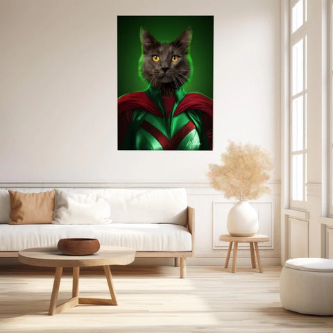 Tableau Animaux Portrait Personnalisé Super Héros Chat Noir
