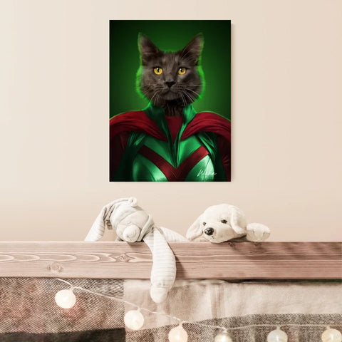 Tableau Animaux Portrait Personnalisé Super Héros Chat Noir