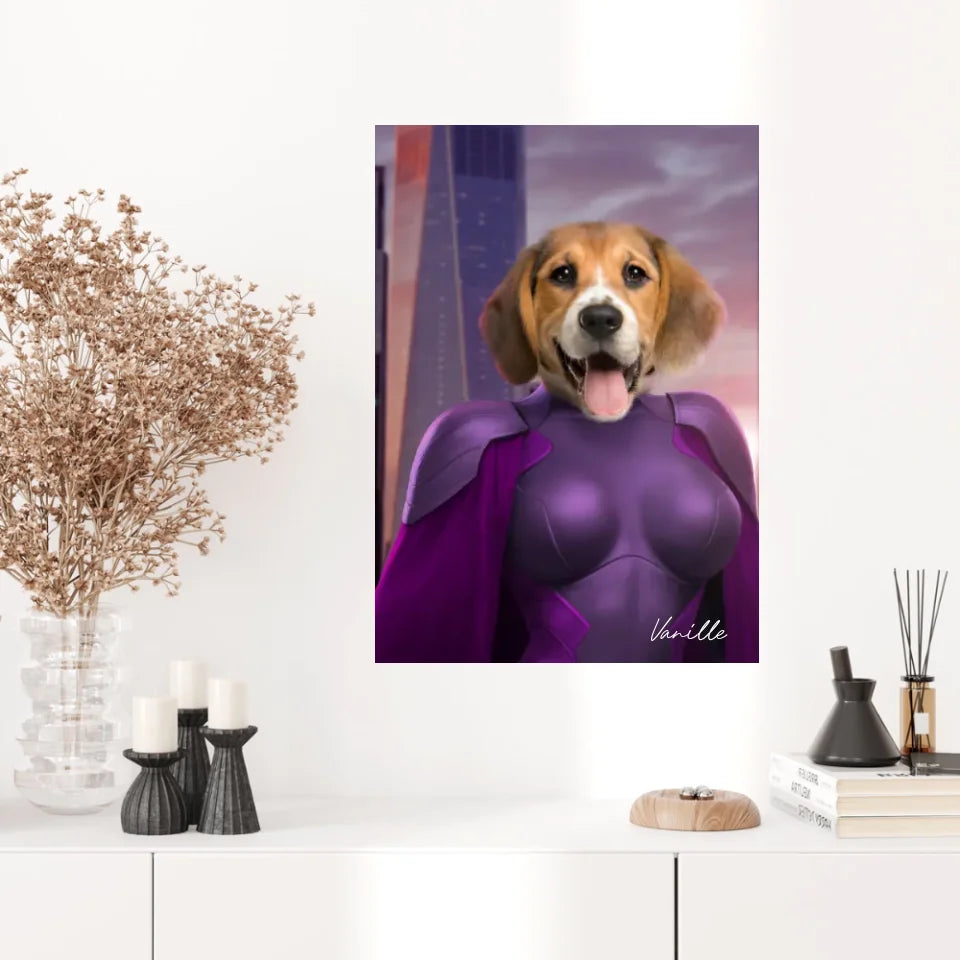 Tableau Animaux Portrait Personnalisé Super Héros Chien Beagles