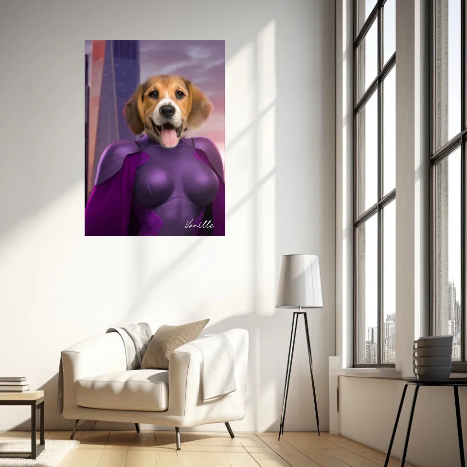 Tableau Animaux Portrait Personnalisé Super Héros Chien Beagles