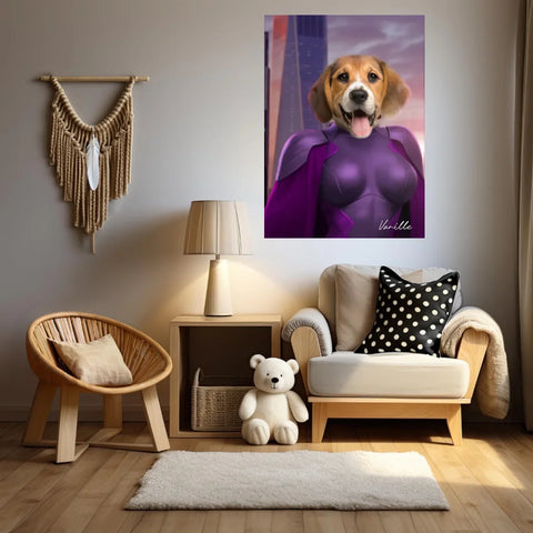 Tableau Animaux Portrait Personnalisé Super Héros Chien Beagles