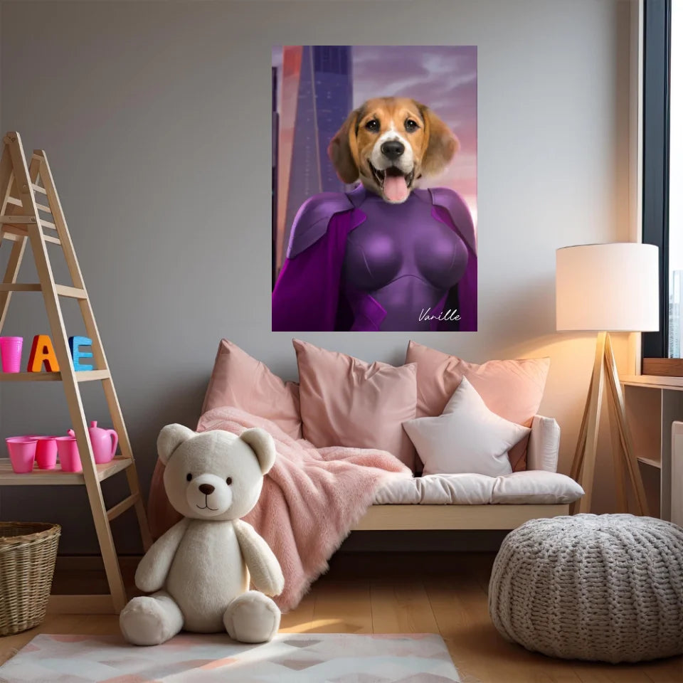 Tableau Animaux Portrait Personnalisé Super Héros Chien Beagles
