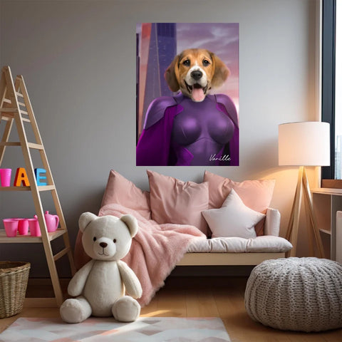 Tableau Animaux Portrait Personnalisé Super Héros Chien Beagles