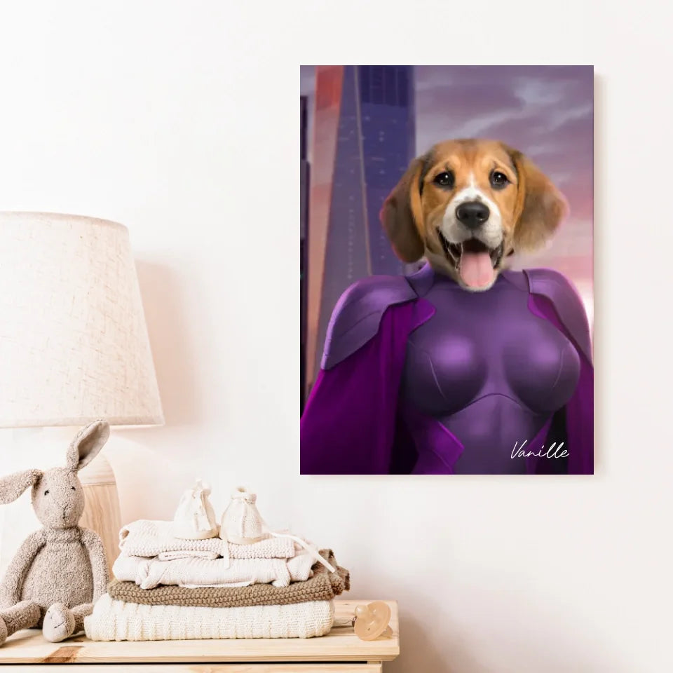 Tableau Animaux Portrait Personnalisé Super Héros Chien Beagles