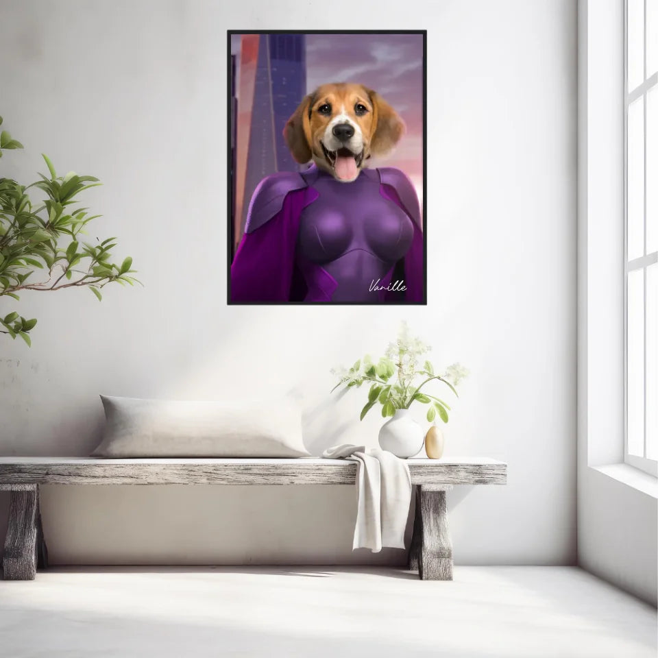 Tableau Animaux Portrait Personnalisé Super Héros Chien Beagles