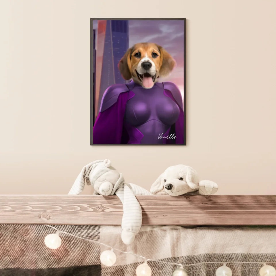 Tableau Animaux Portrait Personnalisé Super Héros Chien Beagles