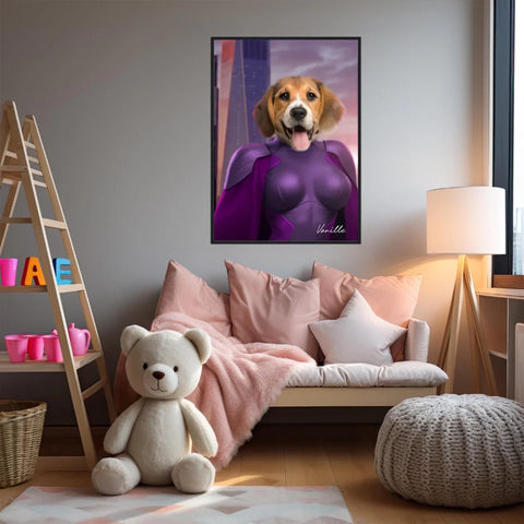 Tableau Animaux Portrait Personnalisé Super Héros Chien Beagles
