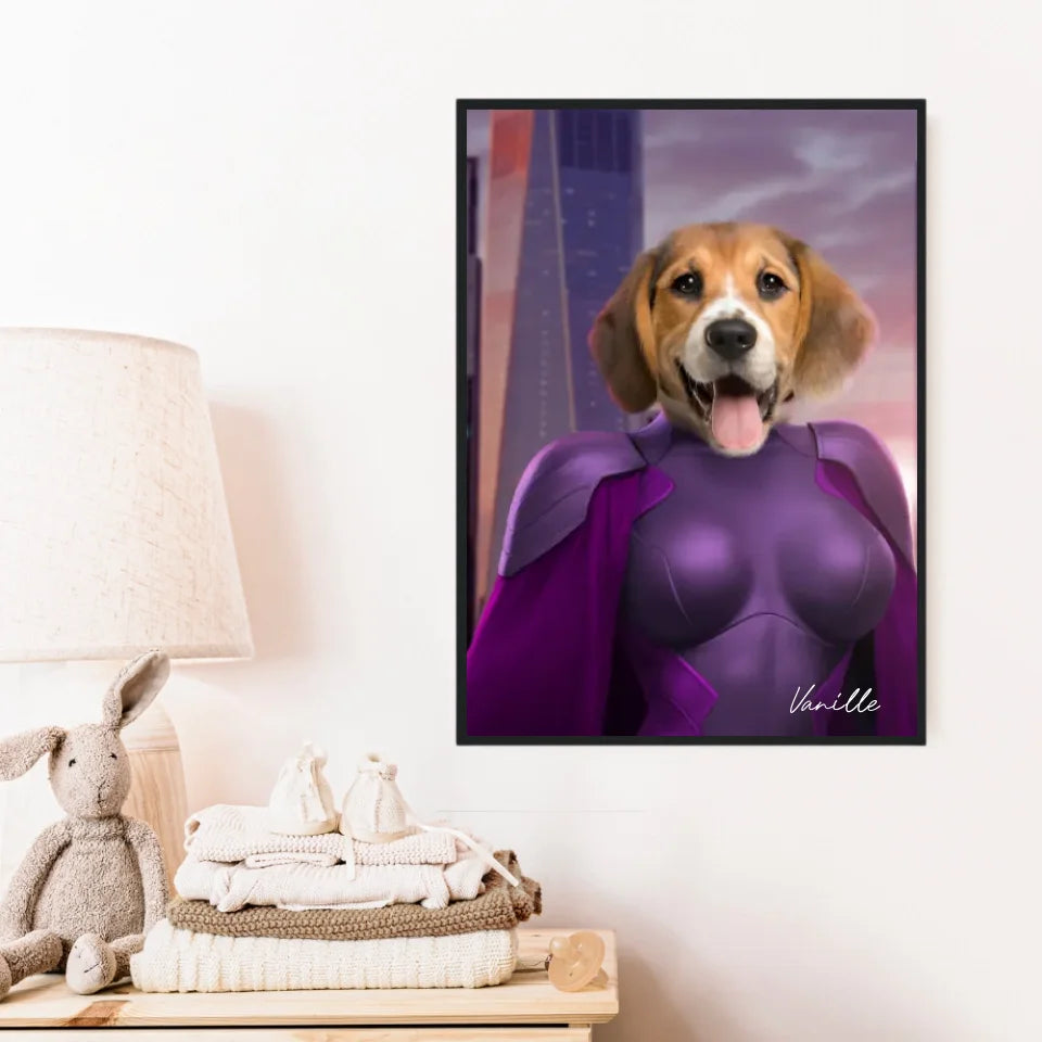 Tableau Animaux Portrait Personnalisé Super Héros Chien Beagles