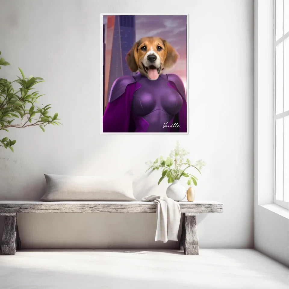Tableau Animaux Portrait Personnalisé Super Héros Chien Beagles