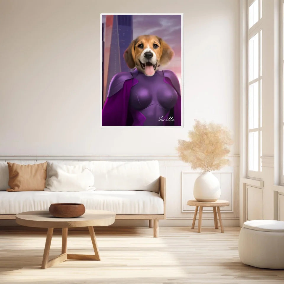 Tableau Animaux Portrait Personnalisé Super Héros Chien Beagles