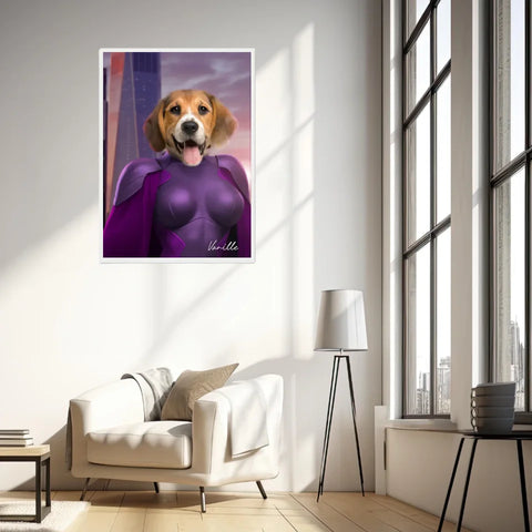 Tableau Animaux Portrait Personnalisé Super Héros Chien Beagles