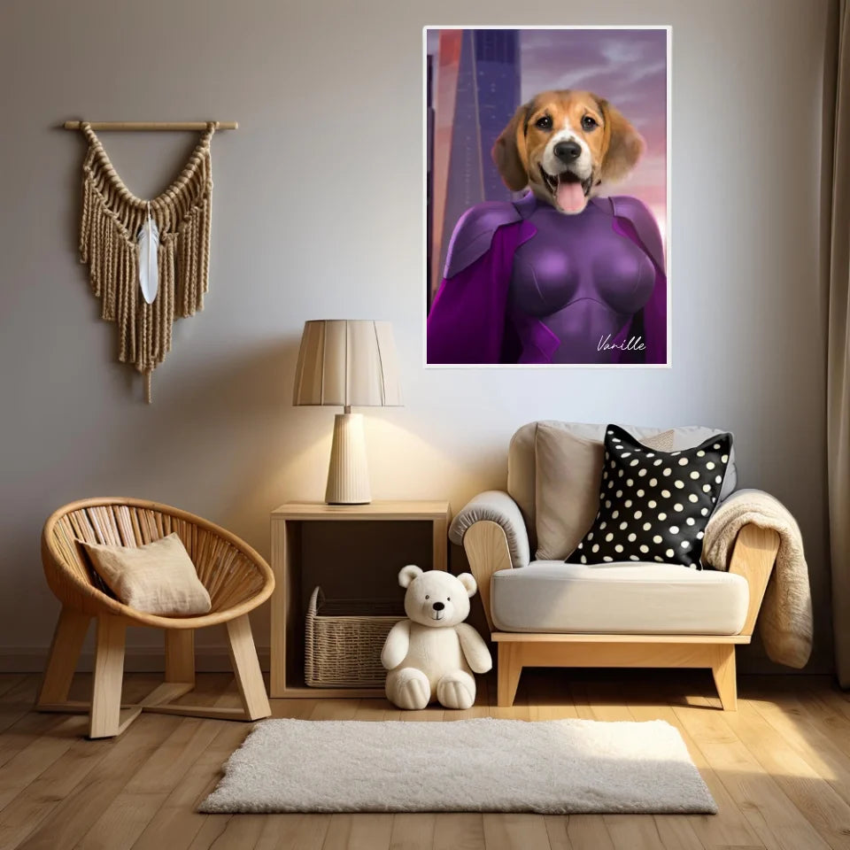 Tableau Animaux Portrait Personnalisé Super Héros Chien Beagles