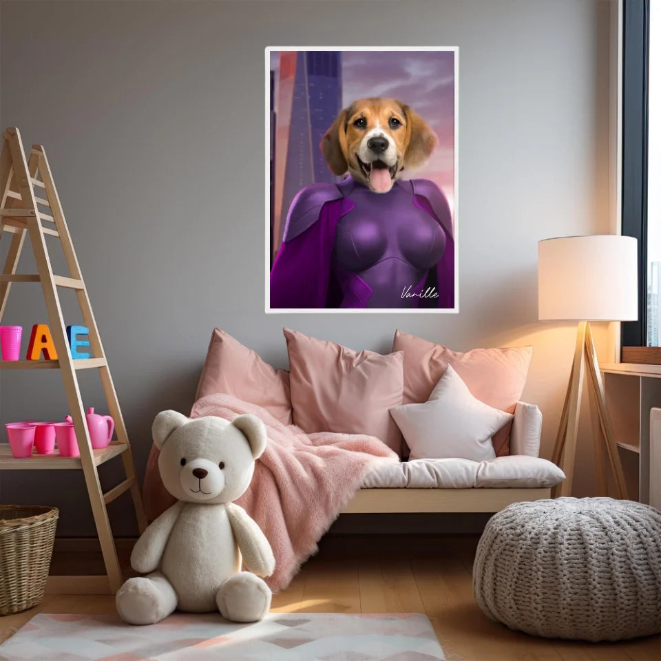 Tableau Animaux Portrait Personnalisé Super Héros Chien Beagles