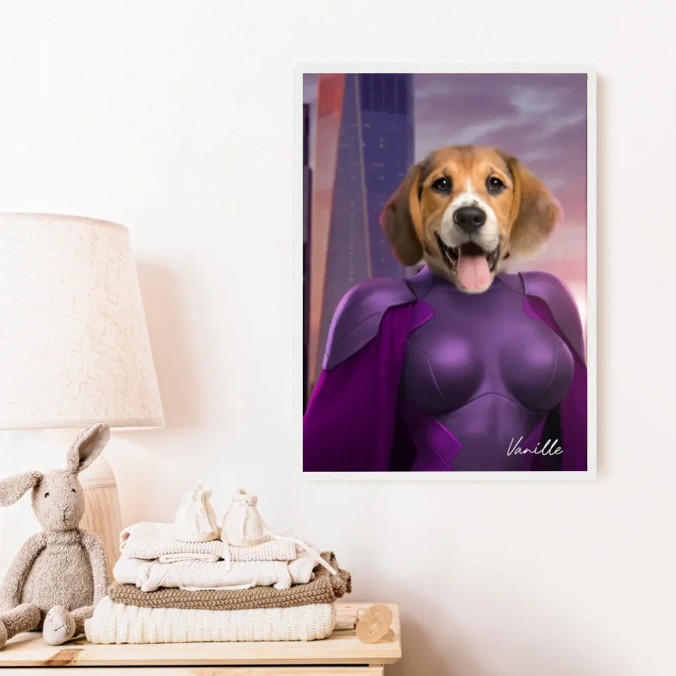 Tableau Animaux Portrait Personnalisé Super Héros Chien Beagles