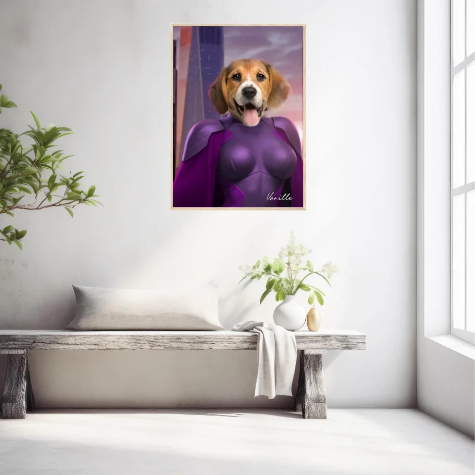 Tableau Animaux Portrait Personnalisé Super Héros Chien Beagles