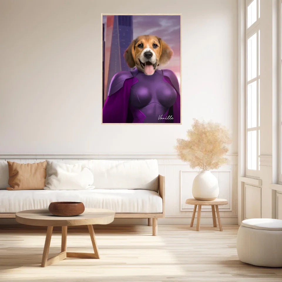 Tableau Animaux Portrait Personnalisé Super Héros Chien Beagles