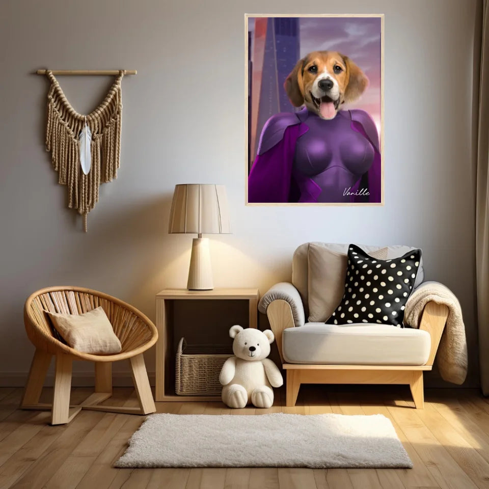 Tableau Animaux Portrait Personnalisé Super Héros Chien Beagles