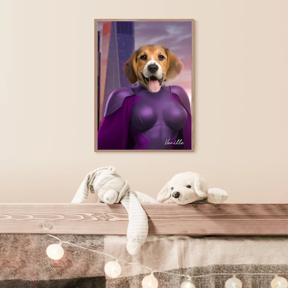 Tableau Animaux Portrait Personnalisé Super Héros Chien Beagles