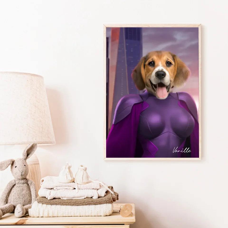 Tableau Animaux Portrait Personnalisé Super Héros Chien Beagles