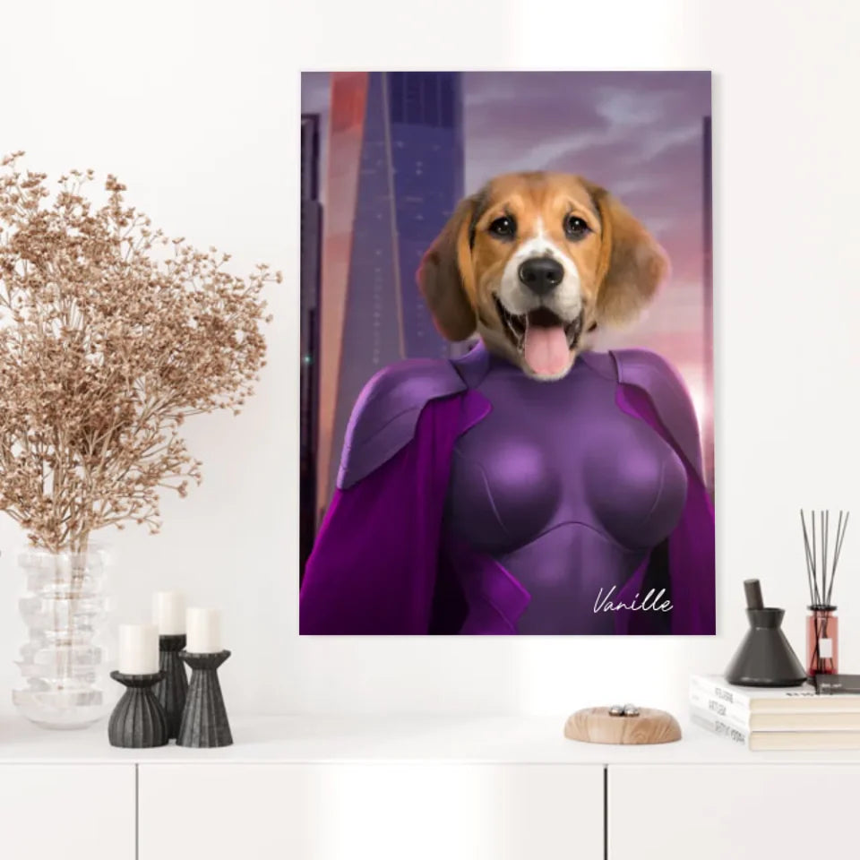 Tableau Animaux Portrait Personnalisé Super Héros Chien Beagles