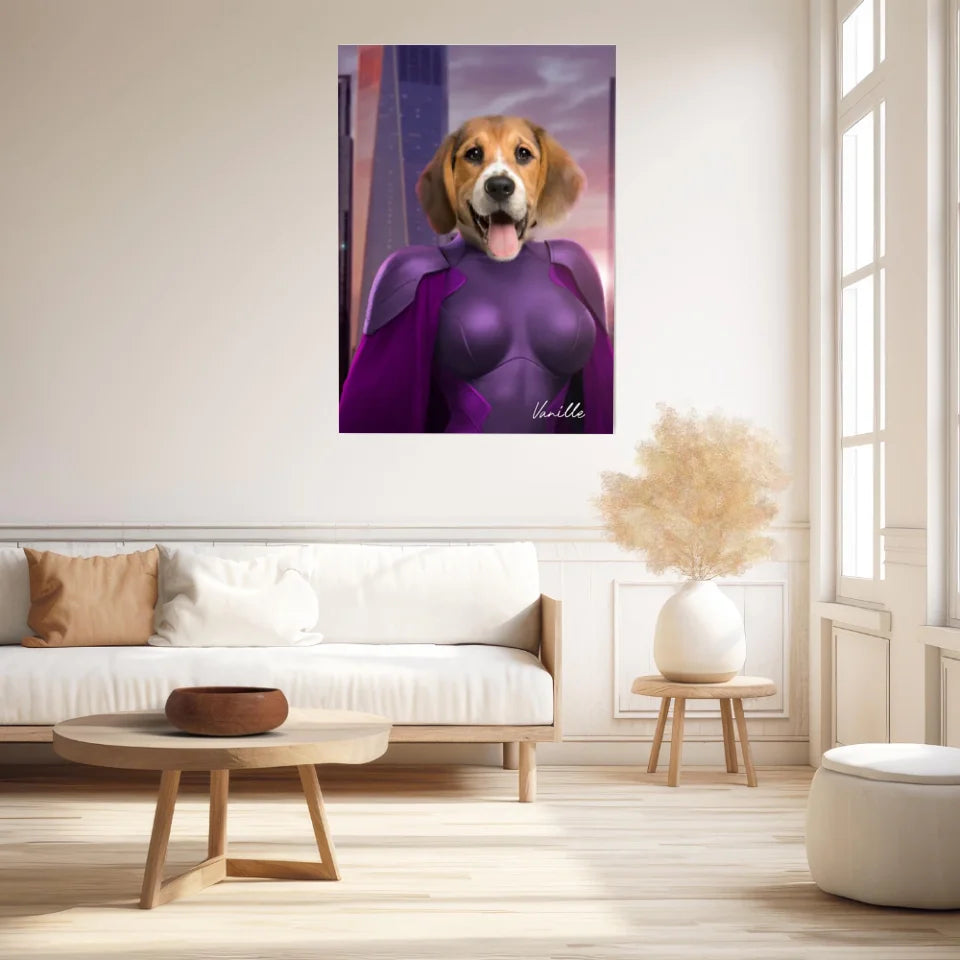 Tableau Animaux Portrait Personnalisé Super Héros Chien Beagles