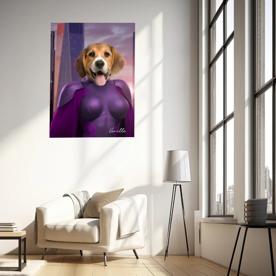 Tableau Animaux Portrait Personnalisé Super Héros Chien Beagles