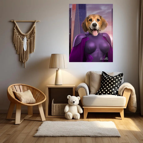 Tableau Animaux Portrait Personnalisé Super Héros Chien Beagles