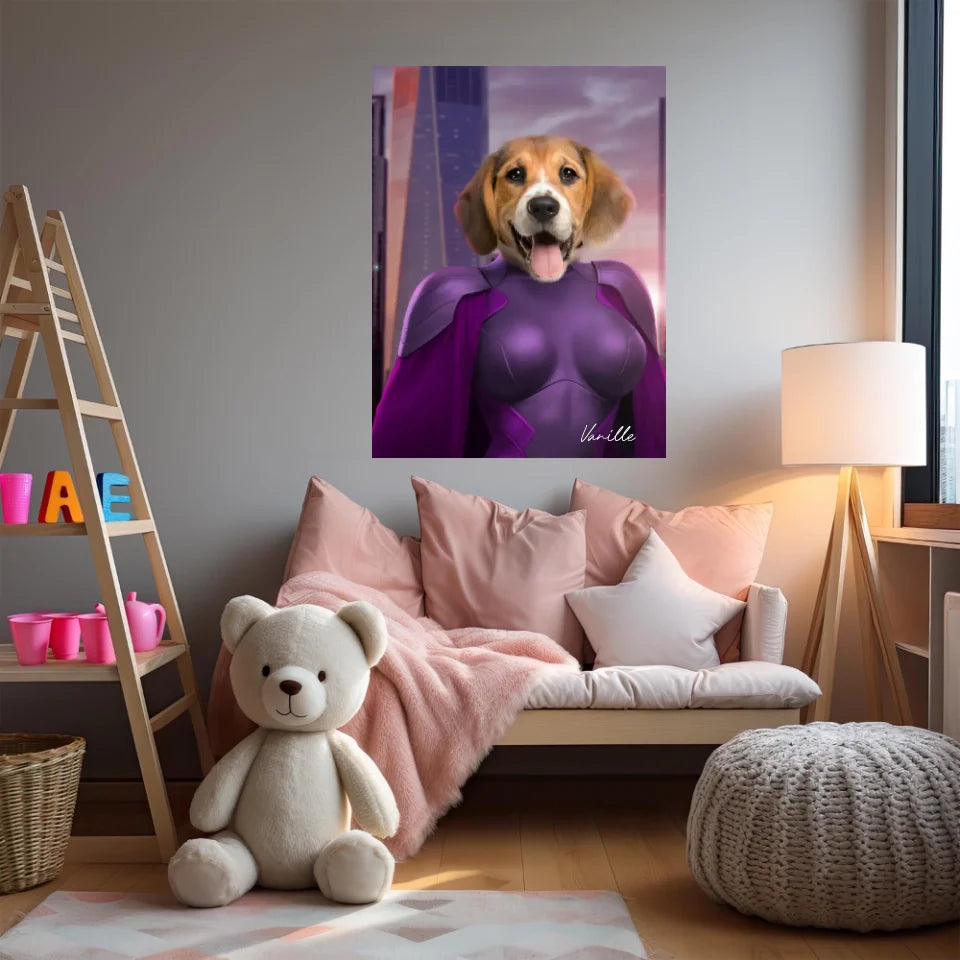Tableau Animaux Portrait Personnalisé Super Héros Chien Beagles