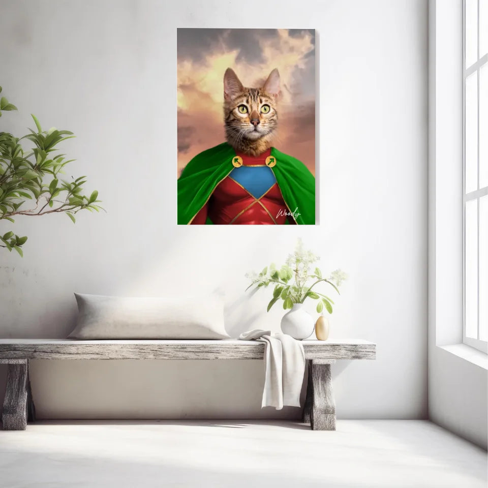 Tableau Animaux Portrait Personnalisé Super Héros Chat Bengal