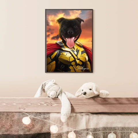 Tableau Animaux Portrait Personnalisé Super Héro Chien Staffordshire