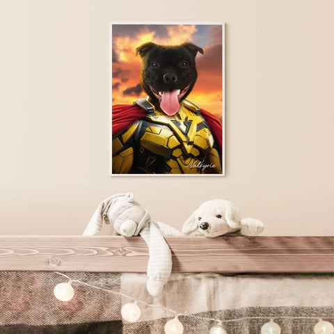 Tableau Animaux Portrait Personnalisé Super Héro Chien Staffordshire