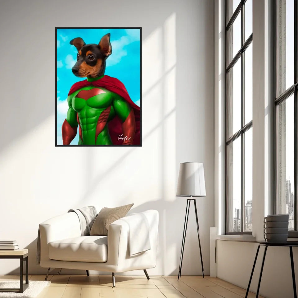 Tableau Animaux Portrait Personnalisé Super Héro