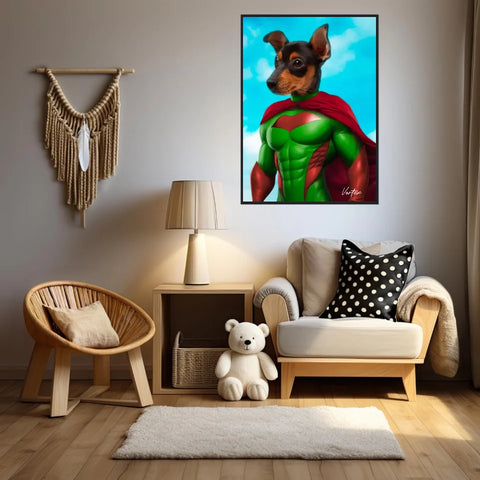 Tableau Animaux Portrait Personnalisé Super Héro